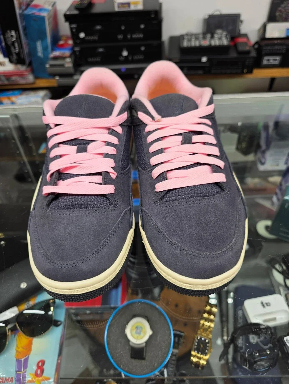 Nike Jordan Flight Court Dark Grey Pink Suede Sneakers Low Top Size 8.5